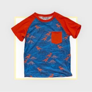 Boys dinosaur buttery soft knit material with front pocket.